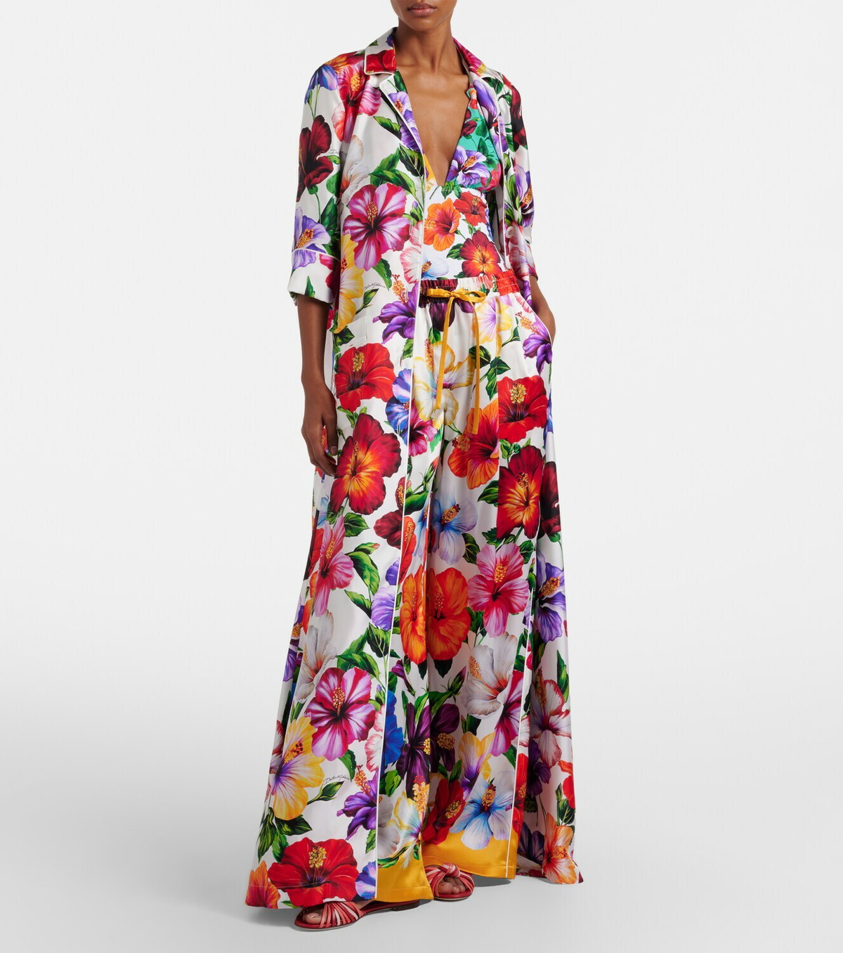 Dolce&Gabbana Floral belted silk satin maxi dress