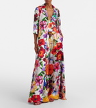 Dolce&Gabbana Floral belted silk satin maxi dress