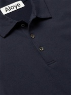 ALOYE - Layered Cotton-Jersey and Printed Poplin Polo Shirt - Blue