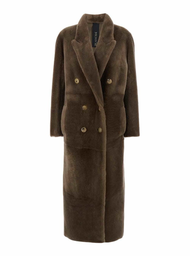 Photo: Blancha Brown Coat With Classic Lapels And Reversible Design In Fur Woman