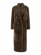Blancha Brown Coat With Classic Lapels And Reversible Design In Fur Woman