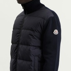 Moncler Men's Hybrid Padded Front Wool Zip Jacket in Navy