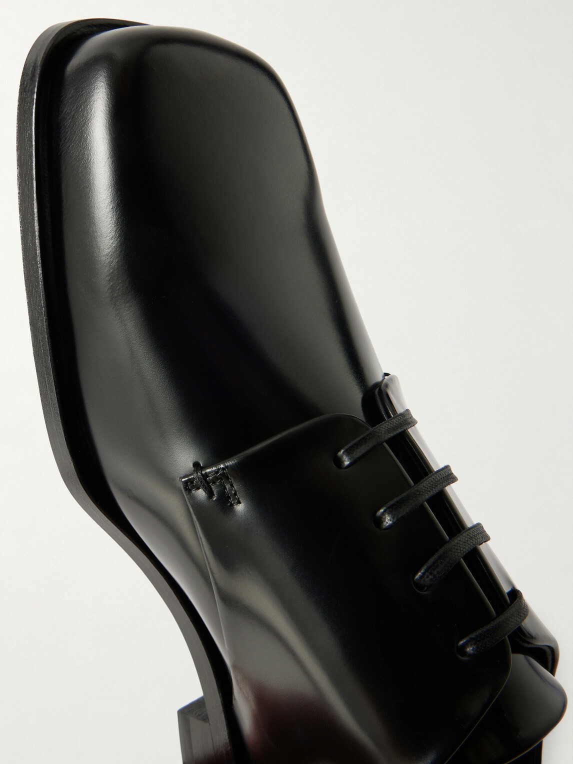 AMI PARIS - Polished-Leather Derby Shoes - Black