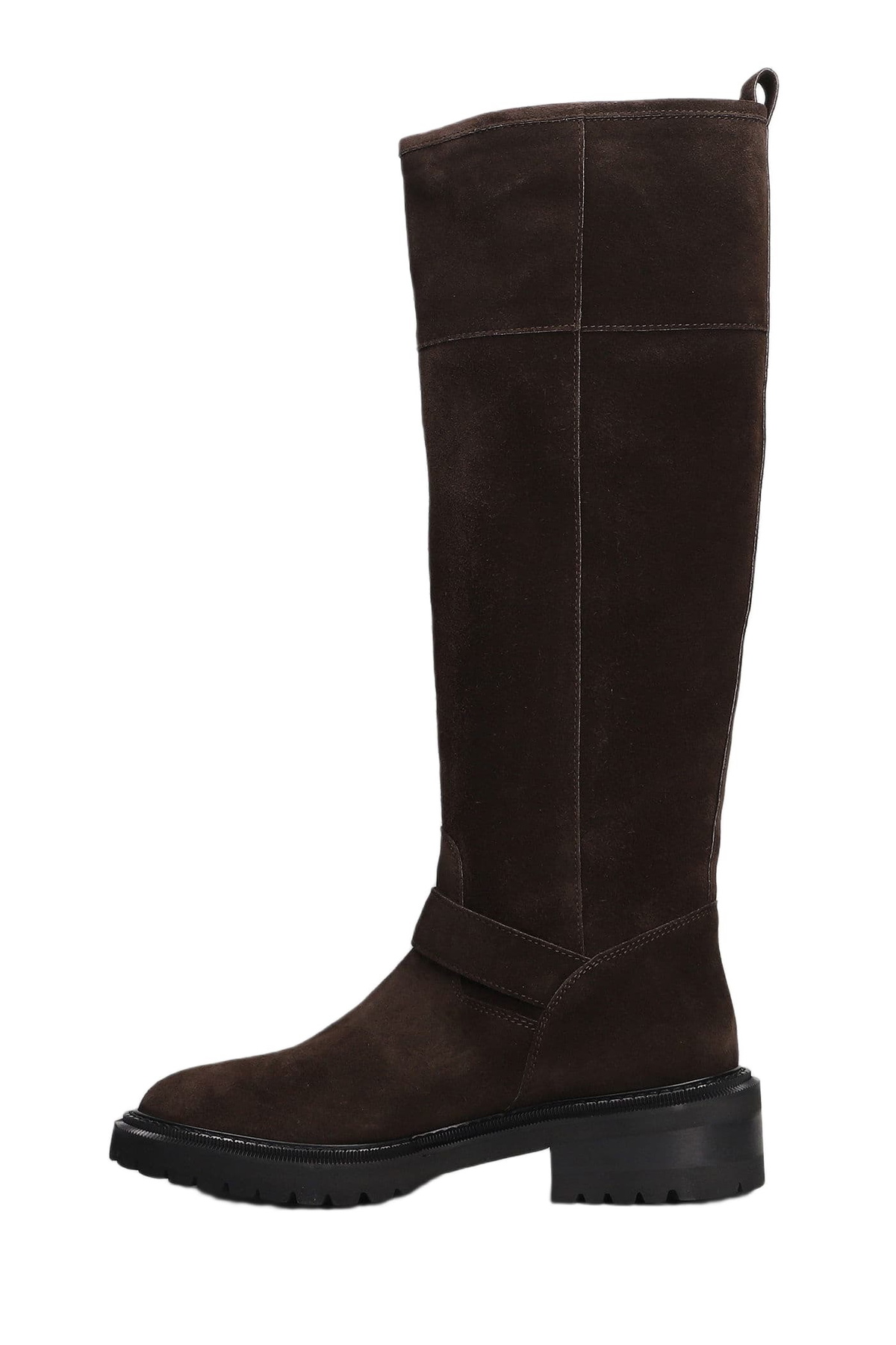 Via Roma 15 Low Heels Boots In Dark Brown Suede