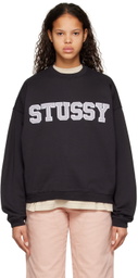 Stüssy Black Relaxed Oversized Sweatshirt