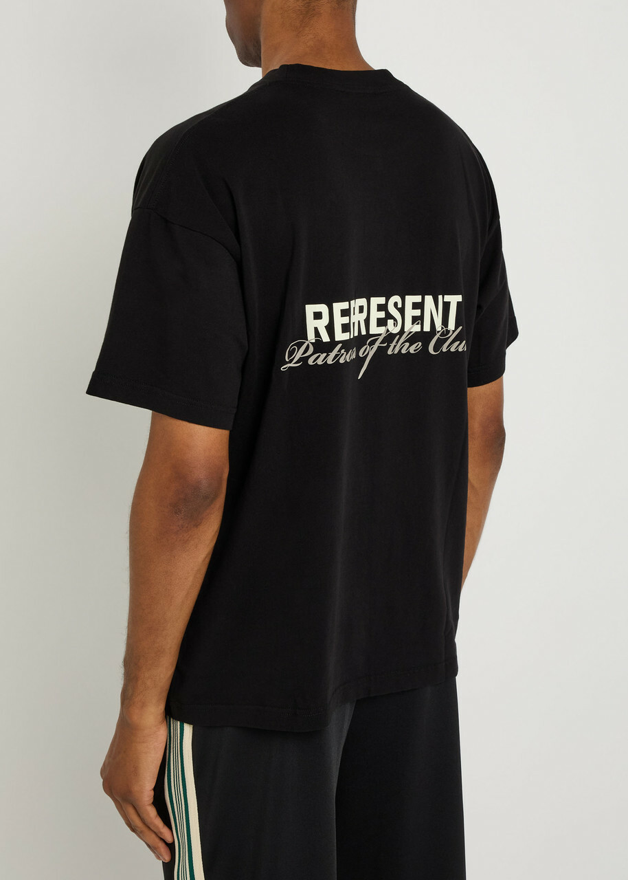 Represent Patron of The Club Printed Cotton T-shirt Black