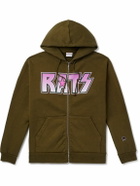 Stray Rats - Logo-Print Cotton-Jersey Zip-Up Hoodie - Green