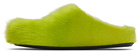 Marni Green Long Hair Calfskin Fussbett Slip-on Loafers