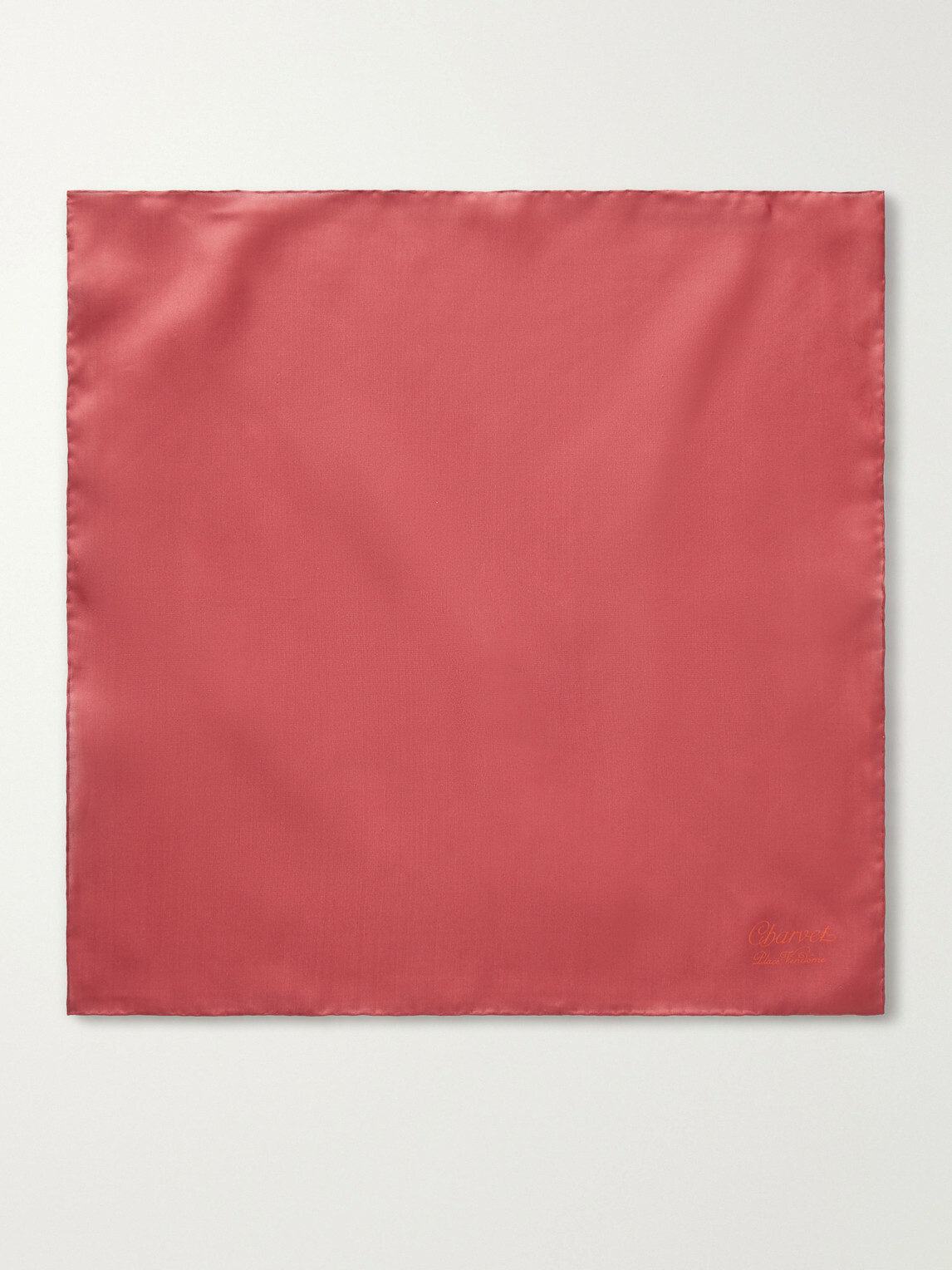 Charvet - Logo-Print Silk-Twill Pocket Square - Red