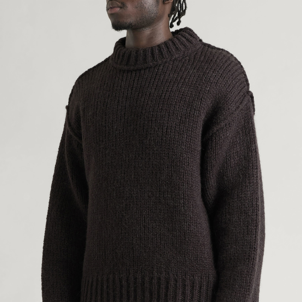 Our Legacy Men's Bear Mega Alpaca Wool Mock Roundneck in Brown