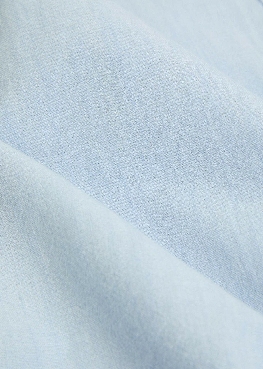 Drake's Chambray Cotton Shirt Light Blue