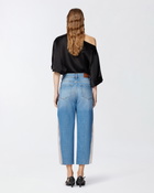 Pinko Mom Fit Jeans With Sheer Organza Inserts Light Vintage Wash