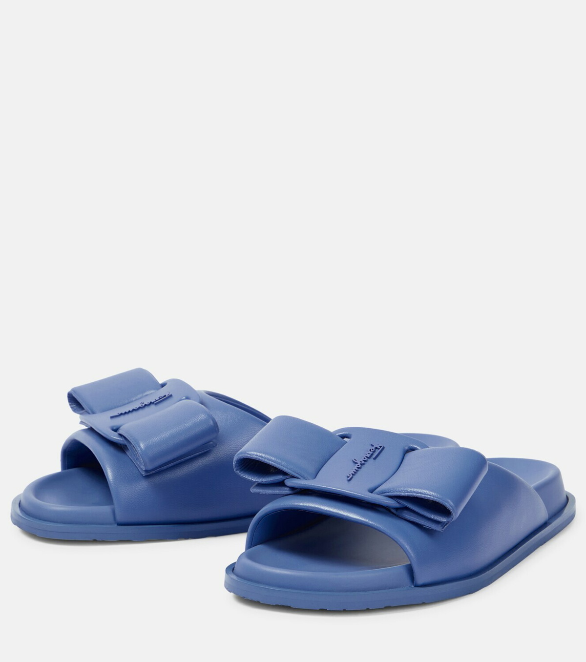 Buy Ferragamo Blue Gancini Groovy Pool Slides