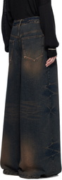 Juun.J Blue Washed Denim Wide Jeans