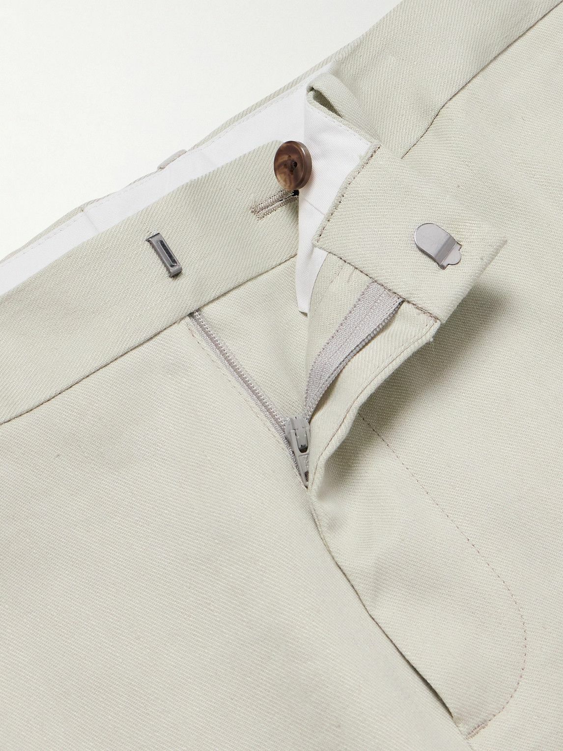 Theory - Zaine Straight-Leg Linen-Blend Twill Trousers - White