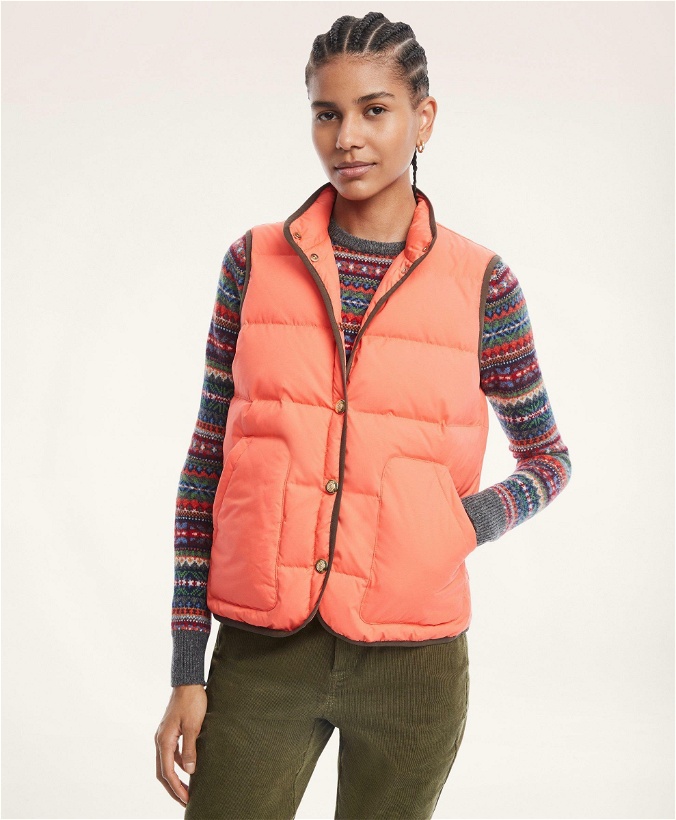 Photo: Brooks Brothers Women's Down Puffer Vest | Coral