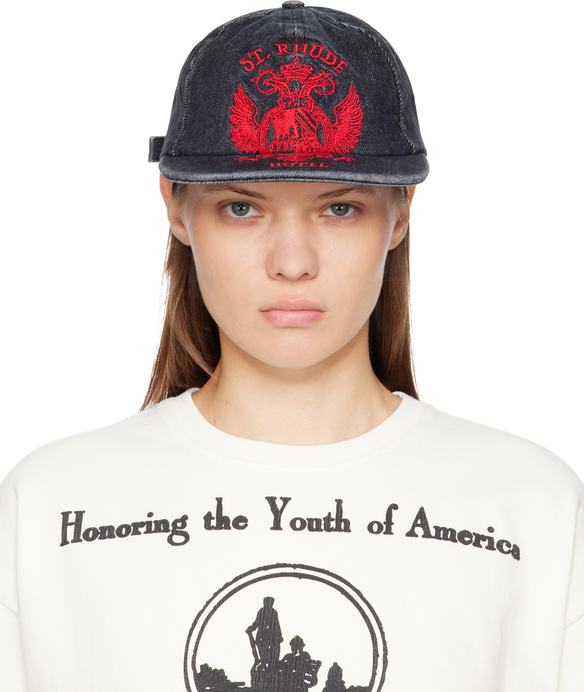 Rhude Black St. Rhude Seal Curved Brim Denim Cap