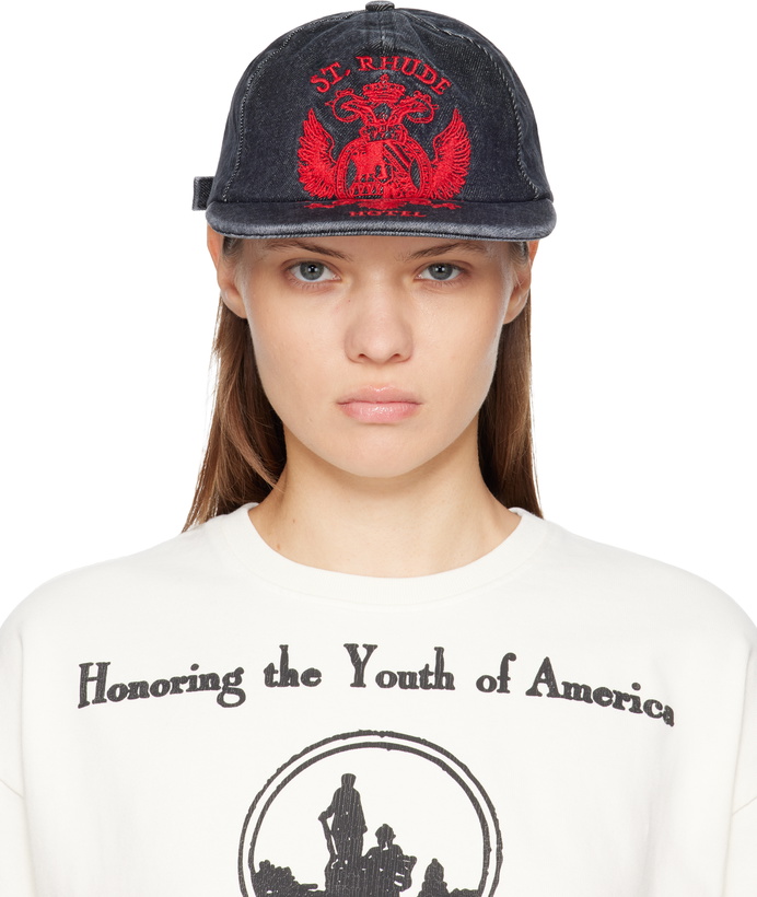 Photo: Rhude Black St. Rhude Seal Curved Brim Denim Cap