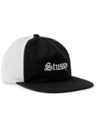 STÜSSY - O.E. Trucker Logo-Embroidered Cotton-Twill and Mesh Baseball Cap - Black