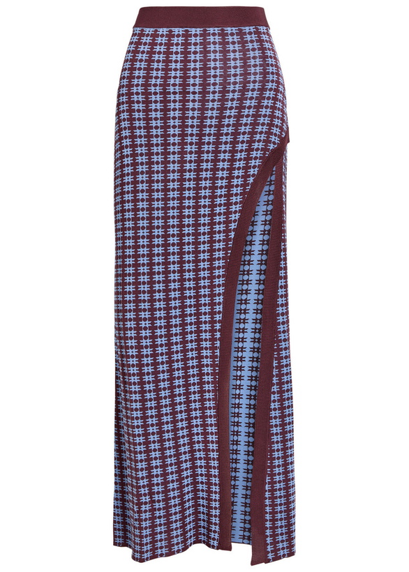 Photo: Rabanne Patterned Fine-knit Midi Skirt Blue