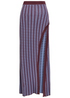 Rabanne Patterned Fine-knit Midi Skirt Blue