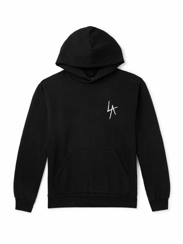 Photo: Local Authority LA - LA Slash Logo-Embroidered Cotton-Jersey Hoodie - Black