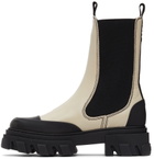 GANNI Off-White Leather Mid-Calf Boots