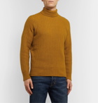 Ermenegildo Zegna - Slim-Fit Ribbed Cashmere and Silk-Blend Rollneck Sweater - Yellow