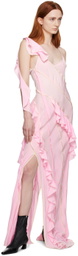 Victoria Beckham Pink Ruffled Maxi Dress