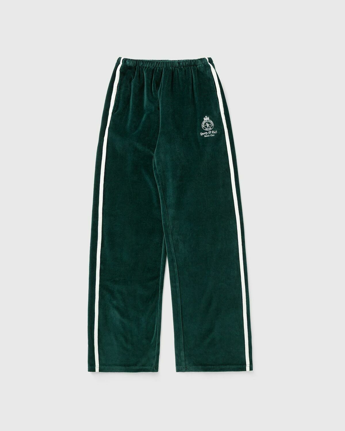 Sporty & Rich Crown Tennis Velour Sweatpant Green Womens Track Pant