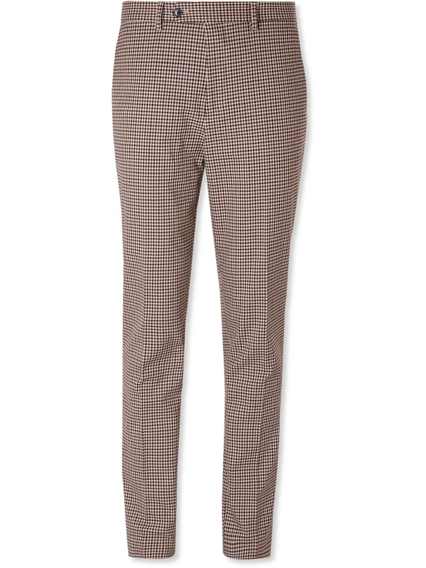 Photo: MR P. - Slim-Fit Checked Stretch Cotton and Wool-Blend Golf Trousers - Brown - UK/US 32