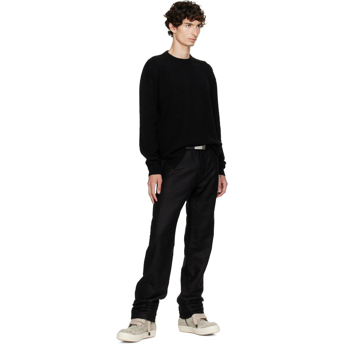 Rick Owens Black Tower Round Neck Sweater