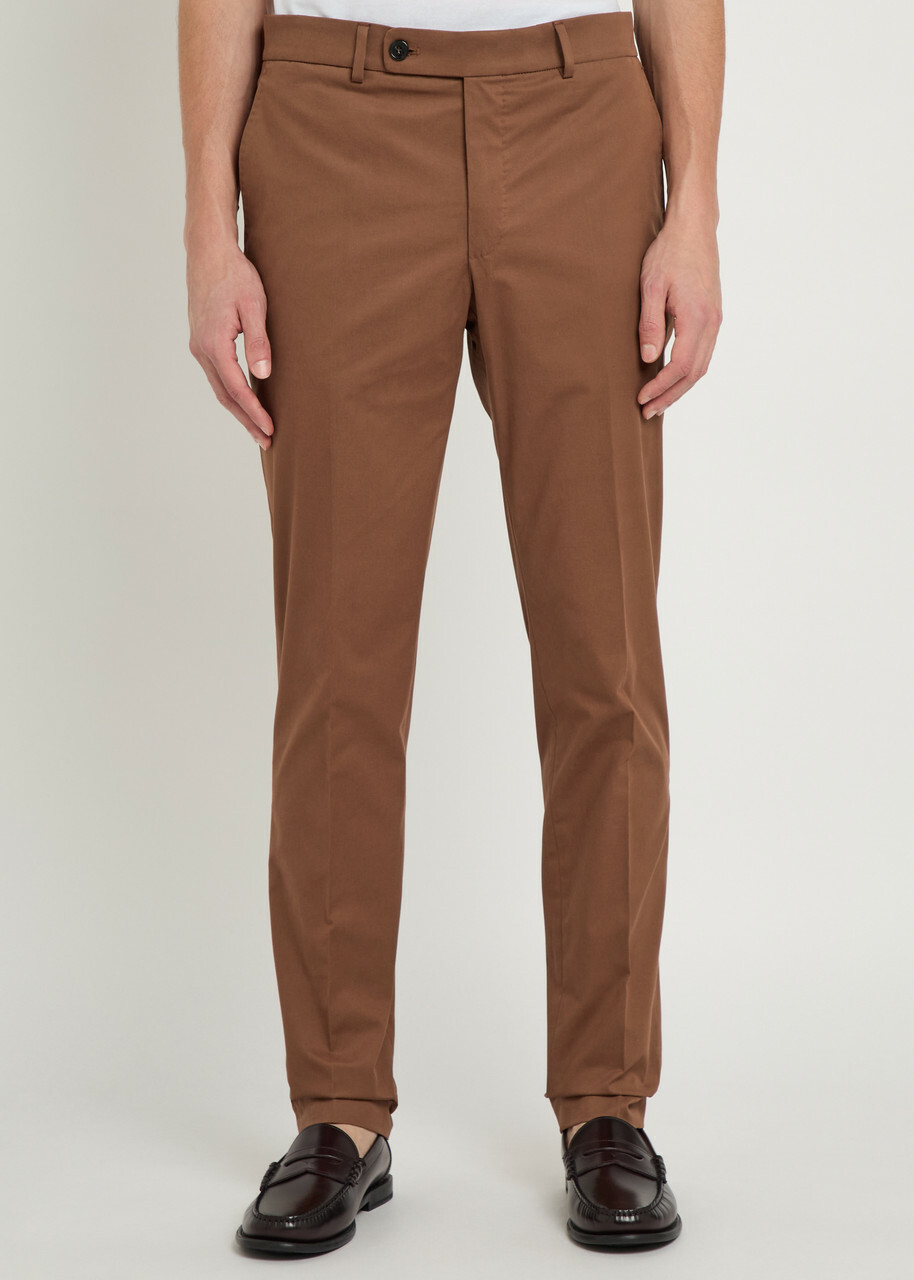 Slowear Tapered-leg Stretch-cotton Trousers Brown