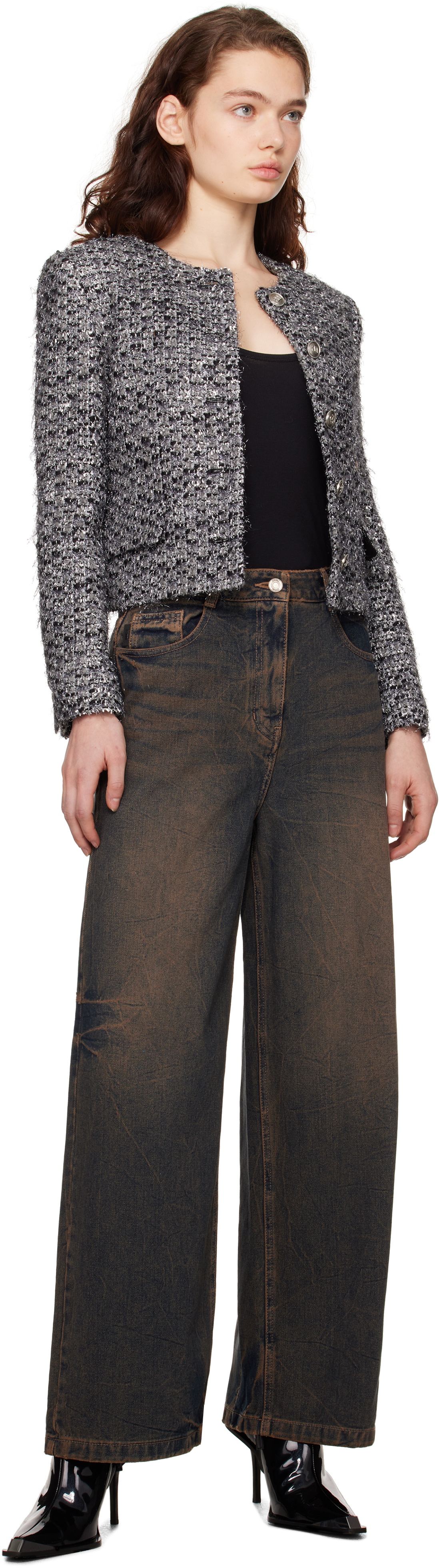 Juun.J Blue Loose Fit Dirty Washed Jeans