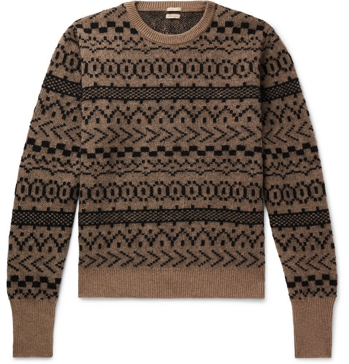 Photo: Massimo Alba - Cashmere, Mohair and Silk-Blend Jacquard Sweater - Brown