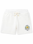 Casablanca - Casa Way Straight-Leg Logo-Embroidered Cotton-Jersey Drawstring Shorts - White