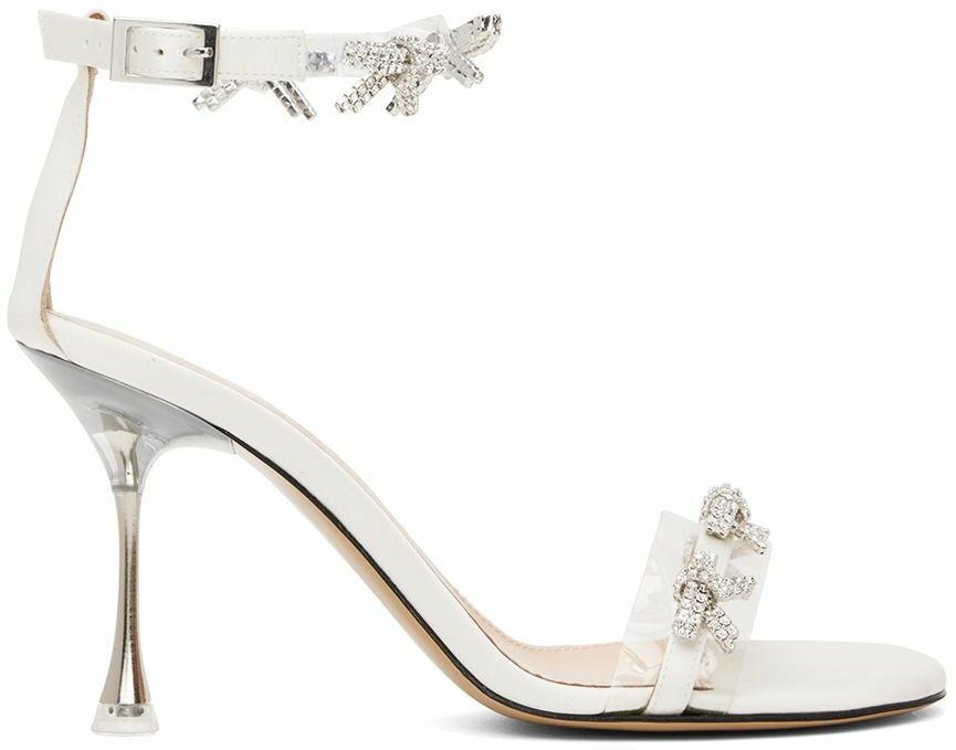 MACH & MACH White 'Floating Crystal Bow' Heeled Sandals MACH & MACH