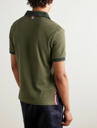 Thom Browne - Slim-Fit Striped Pointelle-Knit Cotton Polo Shirt - Green