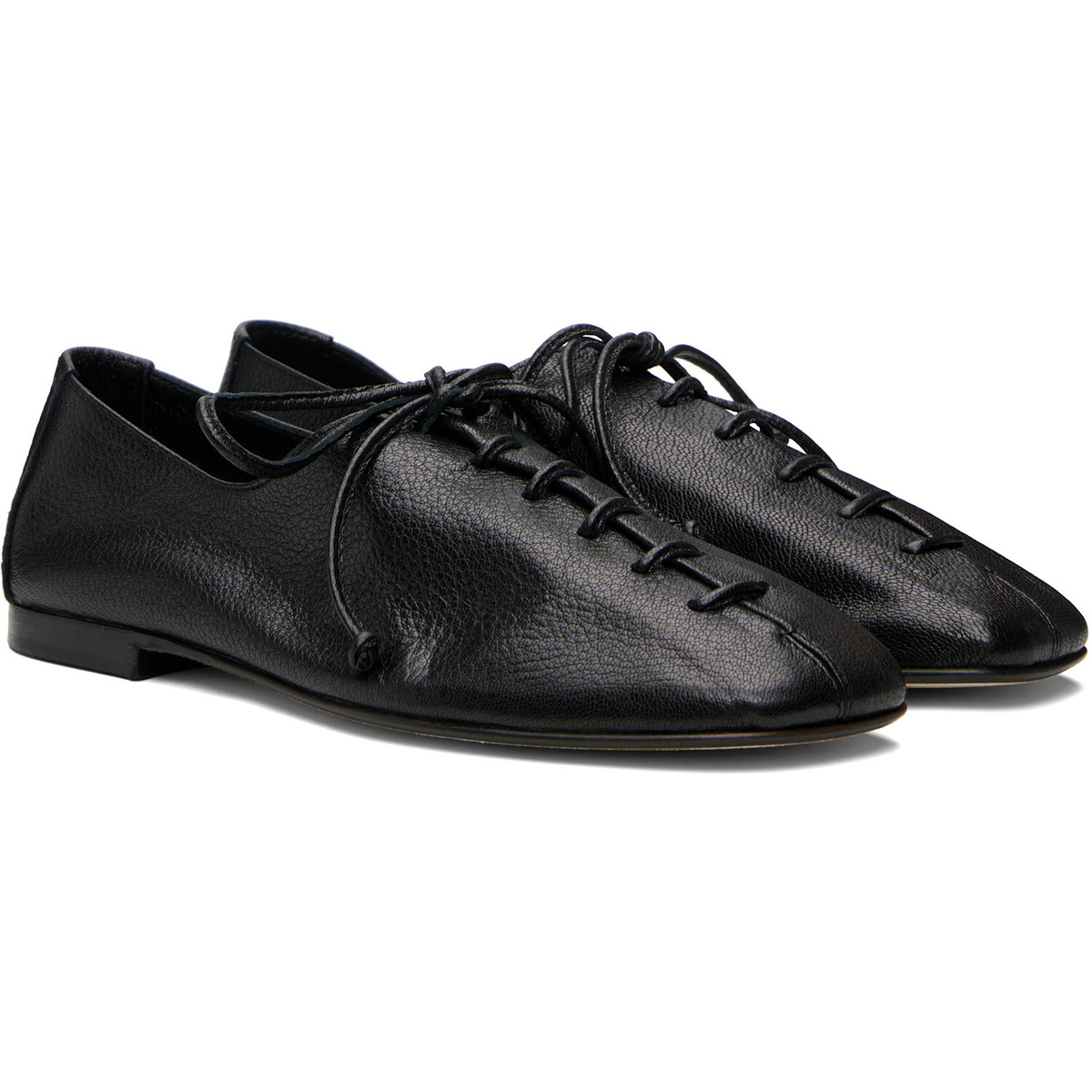 HEREU Black Plegada Shiny Oxfords