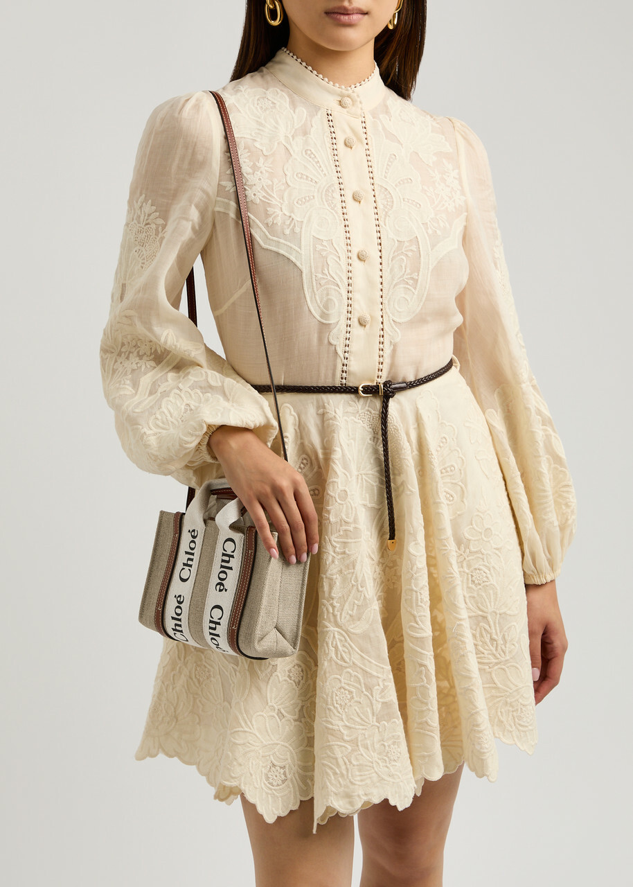 Chloe Woody Mini Canvas Tote - White - One Size