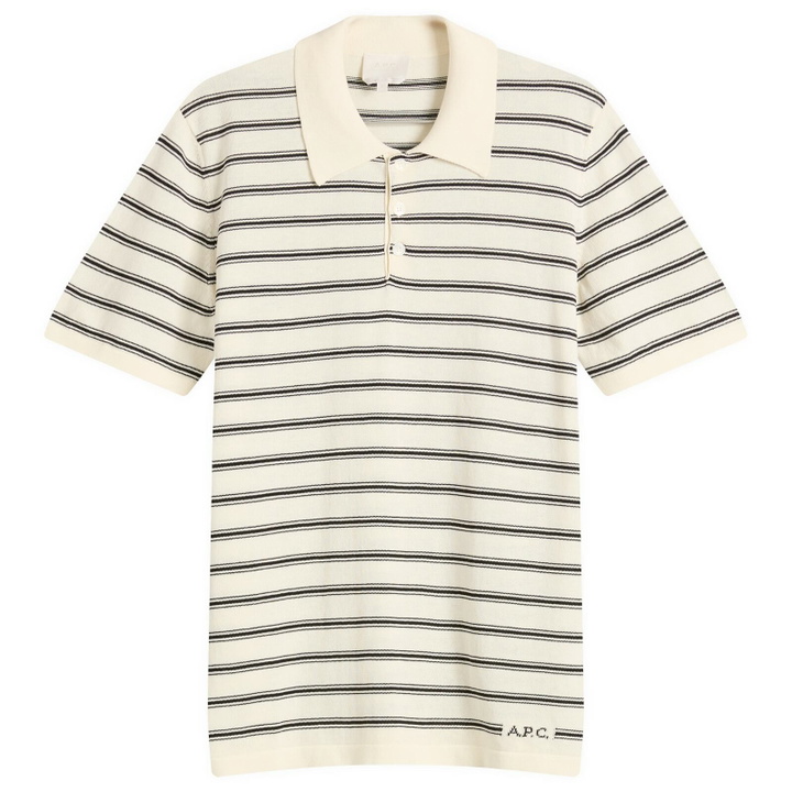 Photo: A.P.C. Men's Polo Shirt in Ecru/Black