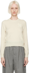 Comme des Garçons Girl Off-White Beaded Bow Sweater