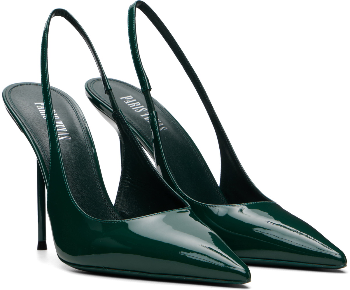 Paris Texas Green Lidia 105 Patent Slingback Heels