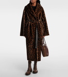 Nour Hammour Imani leopard-print shearling wrap coat