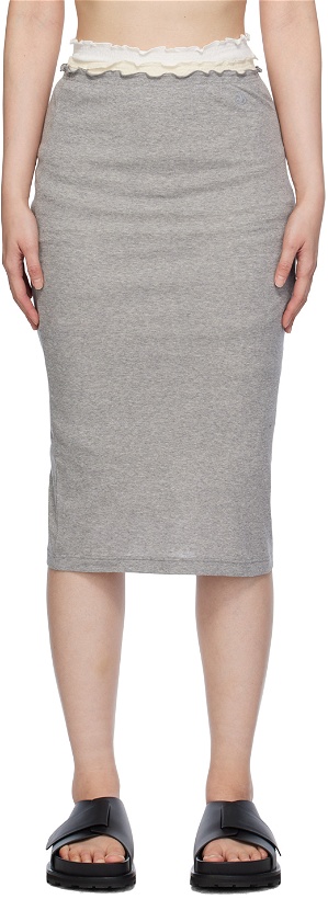 Photo: Jil Sander Gray Layered Midi Skirt