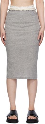 Jil Sander Gray Layered Midi Skirt