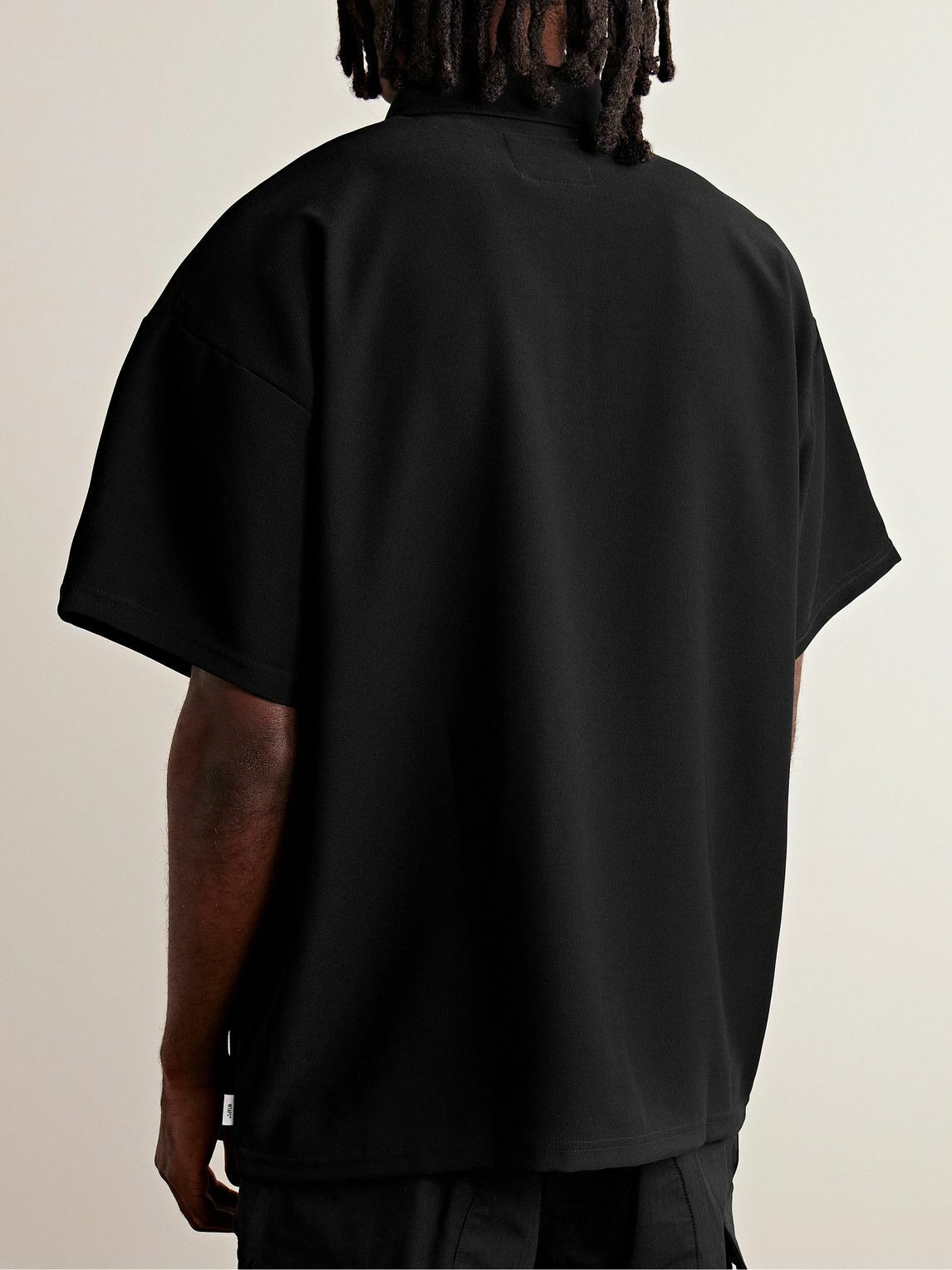 WTAPS - Oversized Logo-Appliquéd Knitted Polo Shirt - Black