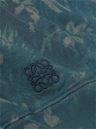 LOEWE - Paula's Ibiza Logo-Embroidered Printed Cotton-Jersey Hoodie - Blue