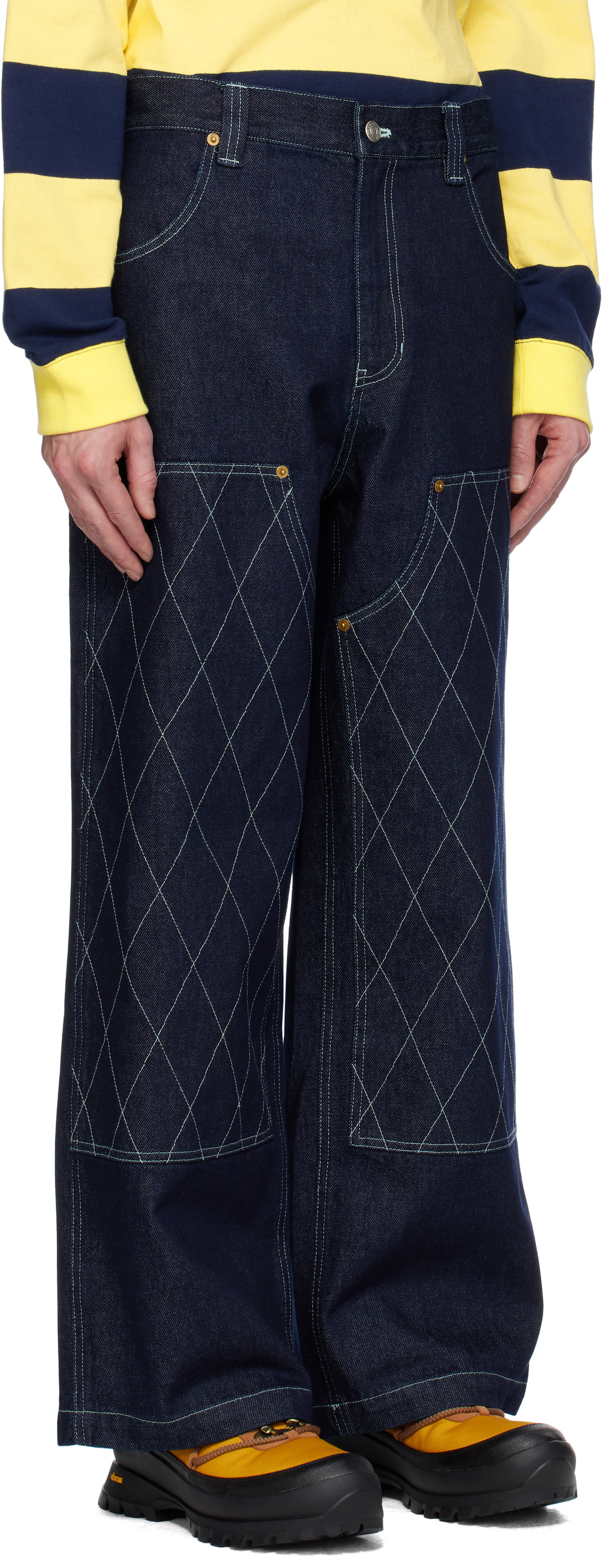 AFTER PRAY Navy Wide Carpenter Jeans