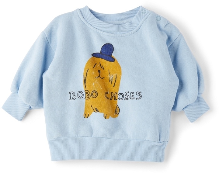 Photo: Bobo Choses Baby Blue Dog In The Hat Sweatshirt